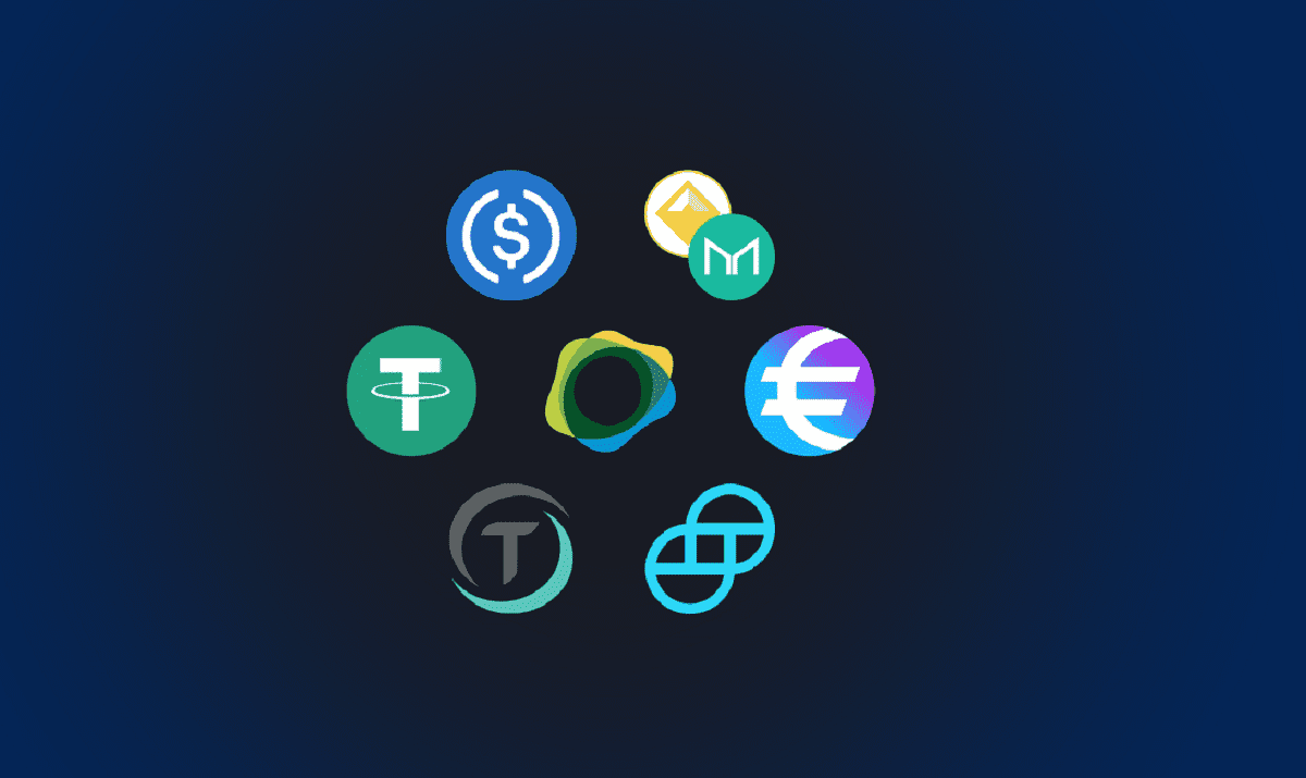 Different logos of stablecoins