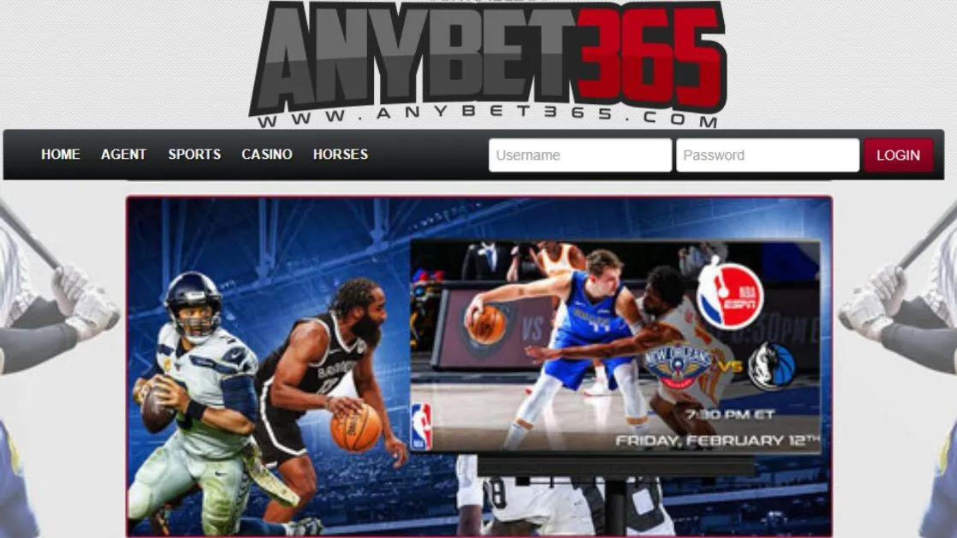 Anybet365 website with some sports men players