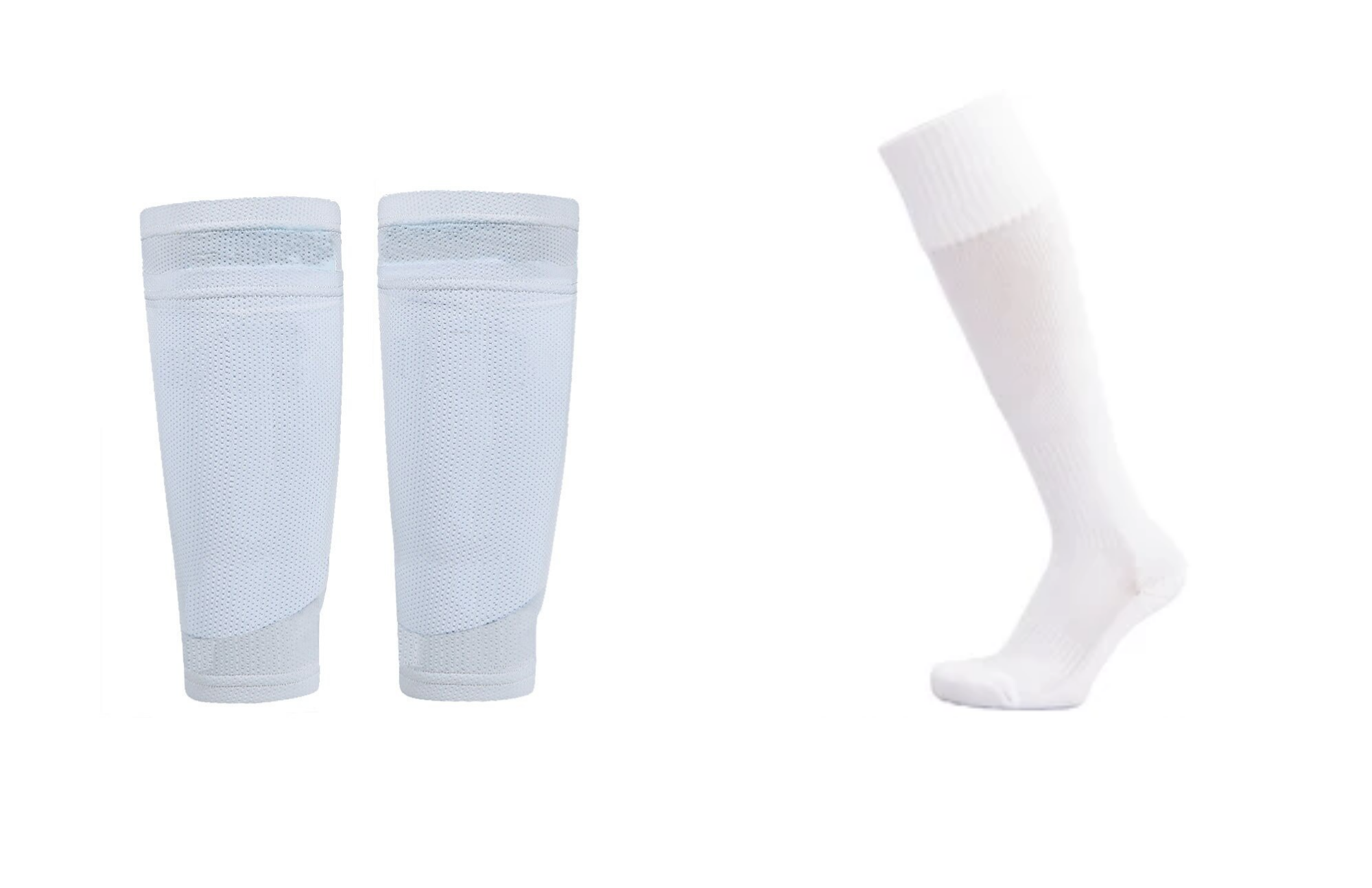 Plain pair of shin guards and a sock