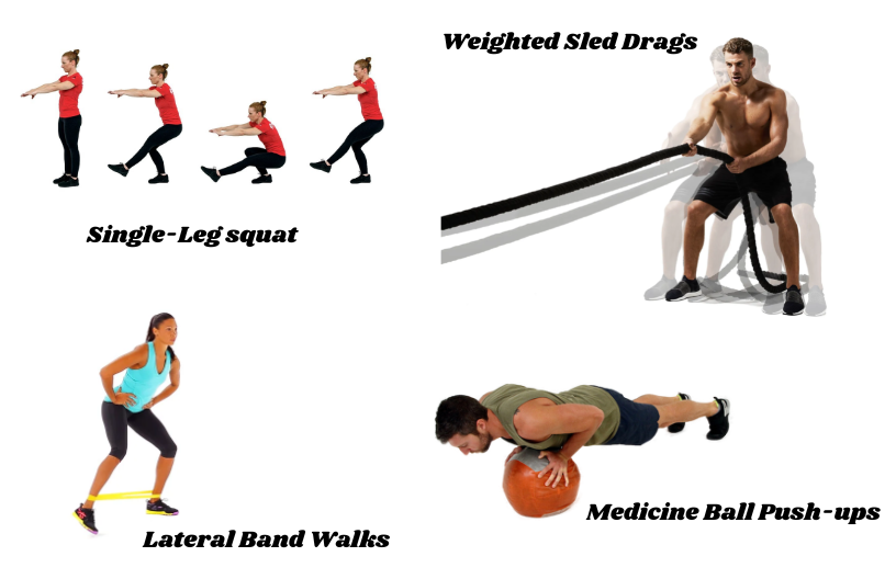 Four types of workouts with simple equipments
