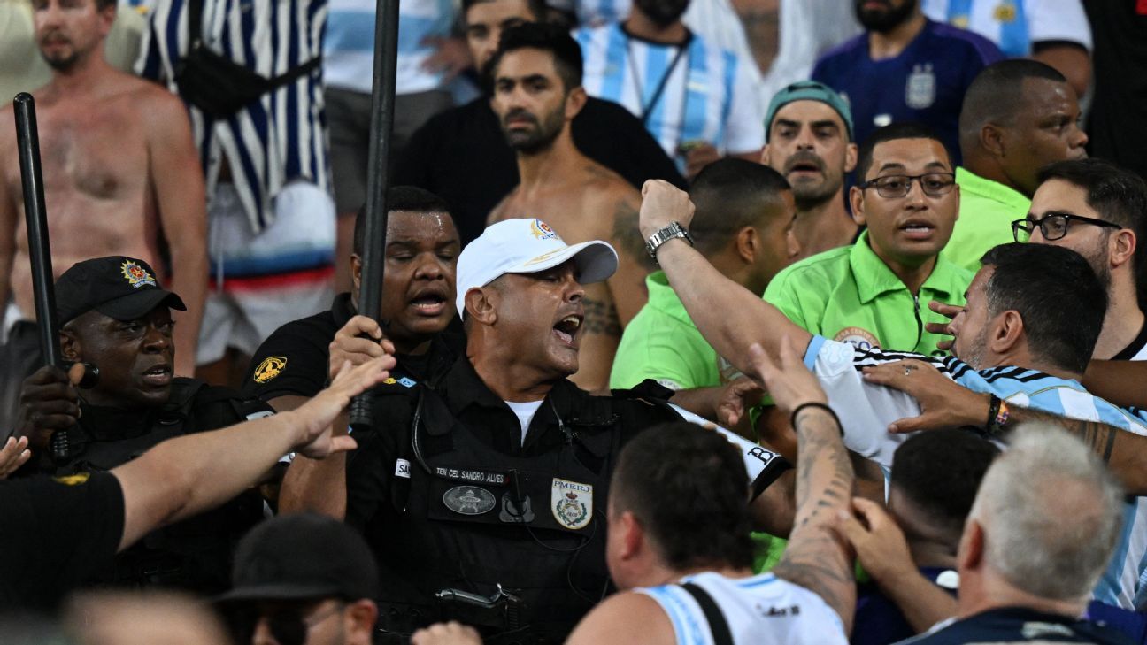 Clash Between Fans And Police Cause Delay In Brazil-Argentina Match